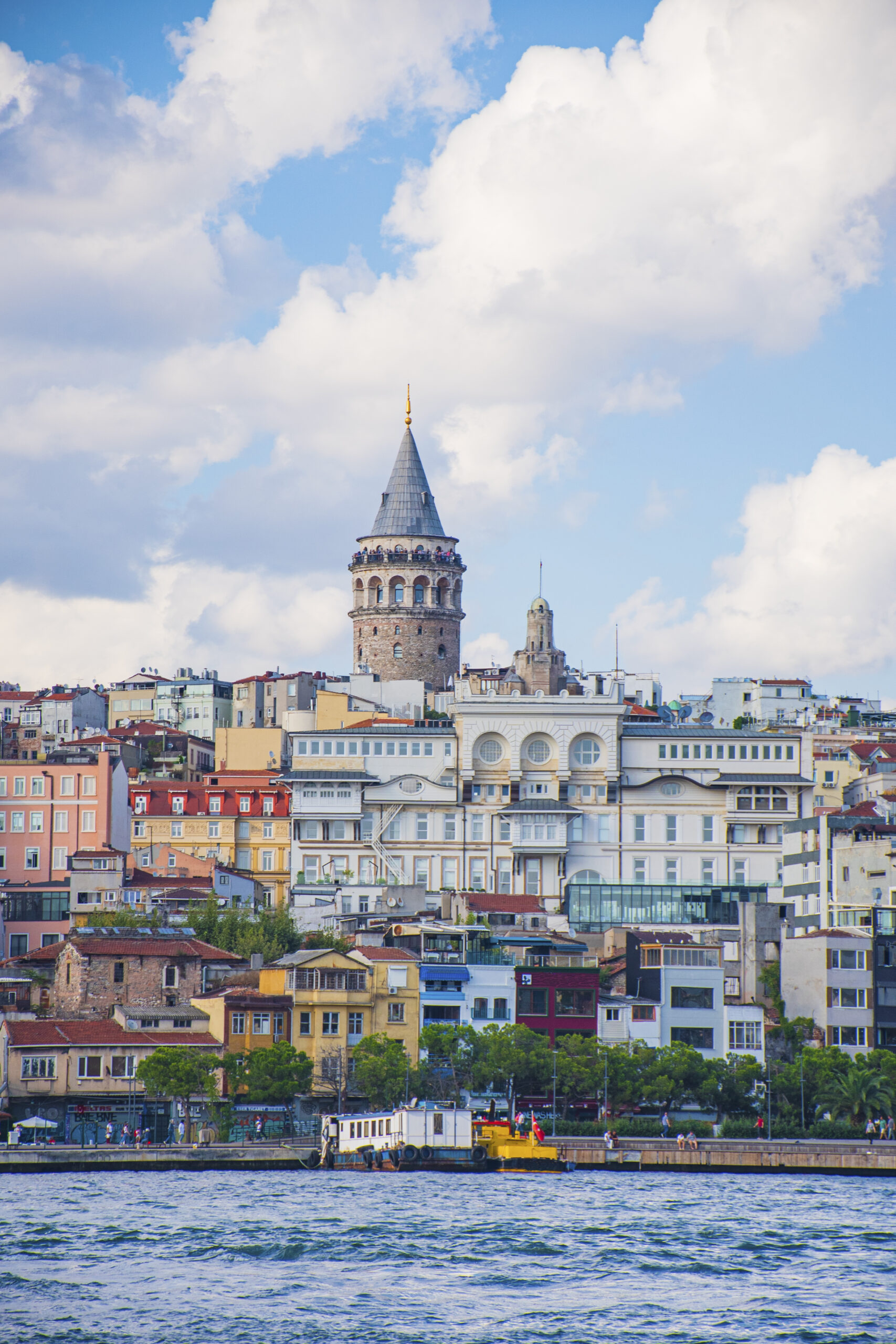 galata tower istambul sea view panorama summer day cloudy